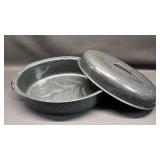 Speckled Enamel Roasting Pan with Lid 16 Inch  Handle to Handle