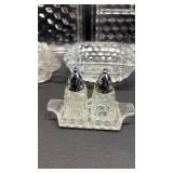 Awesome Fostoria Cubist Pattern Serving Dishes and Trays. Place setting Salt and Pepper shakers and Ashtray