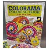 4 COLORAMA BRAND COLORING BOOKS AND 10CT COLORED PENCILS AND 12CT COLORED PENCILS
