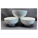 (3) Oven Safe White Porcelain Deep Bowls Approximately 8 inch Diameter - Oven Safe