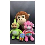 Plush Toy Bundle - Monkey (approximately 12 inches seated) Teletubby with Tag & Care Bear with Tag