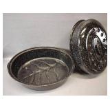 5 QUART BLACK WITH WHITE SPECKLES ROASTING PAN WITH LID