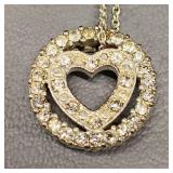 Avons Heart in A Circle Rhinestone Necklace and Ruby Like Stone in Pear Shape Necklace