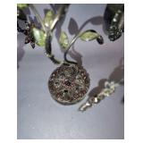 8 INCH TALL PURPLE AND GREEN JEWELED PHOTO FRAME TREE