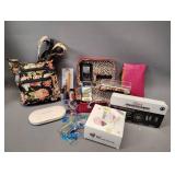 BEAUTY PRODUCTS AND FLORAL SHOULDER BAG