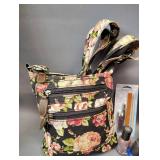 BEAUTY PRODUCTS AND FLORAL SHOULDER BAG