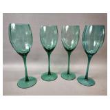 SET OF 4 JUNIPER GREEN WINE GLASSES