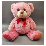 16 INCHES OF CUDDLES AND CUTENESS WITH THIS HOLOGRAPHIC HEART PINK STUFFED BEAR