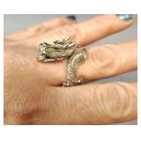 STERLING SILVER CHINESE DRAGON RING SIZE 9.5