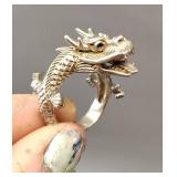 STERLING SILVER CHINESE DRAGON RING SIZE 9.5