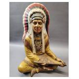 LARGE - OVER A FOOT TALL, VINTAGE NATIVE AMERICAN CHIEF STATUE