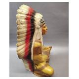 LARGE - OVER A FOOT TALL, VINTAGE NATIVE AMERICAN CHIEF STATUE