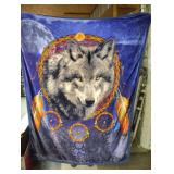 BLANKET WITH WOLF AND DREAMCATCHERS