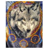 BLANKET WITH WOLF AND DREAMCATCHERS