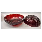 ANCHOR HOCKING ROYAL RUBY OLD CAFE BOWLS SET OF 4