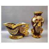 VINTAGE CERAMIC VASES 11 INCHES AND 6 INCHES TALL