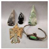 Sterling Silver and Copper Pieces with Arrowheads
