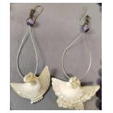 Amethyst Beaded Necklace and earring set with Mother of Pearl Eagle Pendants