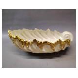 vintage Lenox Acanthus Leaf bowl in cream porcelain with 24k gold trim.
