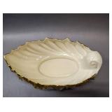 vintage Lenox Acanthus Leaf bowl in cream porcelain with 24k gold trim.
