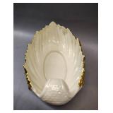 vintage Lenox Acanthus Leaf bowl in cream porcelain with 24k gold trim.