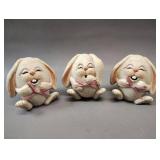 SET OF 3 VINTAGE EGGHEAD BUNNIES