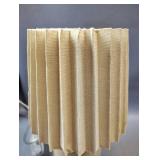APPEARS NEW, OATMEAL COLORED TABLE LAMP WITH MAGNOLIA RIBBED SHADE APPROXIMATELY 12\" TALL