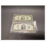 United States $2 bill, SPECIFICALLY a Series 2017A Federal Reserve Note AND SERIES 2013 2 DOLLAR BILL