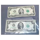 United States $2 bill, SPECIFICALLY a Series 2017A Federal Reserve Note AND SERIES 2013 2 DOLLAR BILL