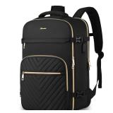 KROSIAS Travel Backpack for Women, Carry On Backpack for Airplanes Flight Approved, Waterproof Large Weekender Overnight Bag Fit 18.4 Inch Laptop with USB Charging Port, Black