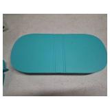 yahaa Silicone Foldable Novelty Dinner Plates,Baby Plates Travel Essential with Forks and Spoons,Microwave & Dishwasher Safe,Aqua