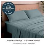 Mellanni King Sheets Set - 4 PC Iconic Collection Bedding - Hotel Luxury, Extra Soft, Cooling Bed Sheets - Wrinkle, Fade, Stain Resistant (King, Spa Blue)