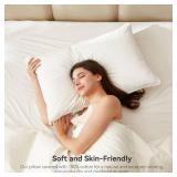 Saisier Goose Feather Down Pillows Standard Size Set of 1, Soft Pillows with 100% Organic Cotton Fabric, Luxury Hotel Quality Bed Pillow 1 Pack for Sleeping, Breathable & Fluffy (20\" x 26\")