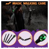 Spooktacular Creations Halloween LED Witch Staff Vintage Cane, Light Up Magic Walking Cane Prop Stick Accessory for Halloween Party Dress Up, Pretend and Play Costume