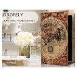 DROFELY Decorative Fake Book Box for Shelf Decor, Coffee Table Storage & Home Decor - Vintage Faux Leather Embossed Secret Storage Box with Magnetic Closure (12\" Large Size)