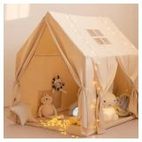 Kids Play Tent,Large Indoor Play House with Star Lights,Flags and Tote Bags, 52\" x 47\" Gift for Girls and Boys, Use for Reading Nook, Playroom, Sleepover Tent