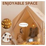 Kids Play Tent,Large Indoor Play House with Star Lights,Flags and Tote Bags, 52\" x 47\" Gift for Girls and Boys, Use for Reading Nook, Playroom, Sleepover Tent