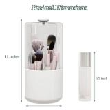 Zufudo Makeup Brush Holder with Dustproof Cover, Clear 360 Rotating Make Up Brushes Organizer for Counter Vanity Bathroom, White