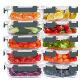 KOMUEE 10 Packs 22 oz Glass Meal Prep Containers, Glass Food Storage Containers with Lids, Airtight Lunch Boxes BPA Free, Microwave and Freezer Safe