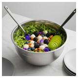 NORDELLE Stainless Steel Salad Spinner - Large Lettuce Dryer with Non-Slip Base & Instant Stop, BPA-Free Vegetable Washer, 5.3 Qt Cream White - Durable, Elegant & Premium