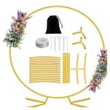 Nisoger Round Arch Stand 6.6FT Circle Balloon Arch Frame Circle Backdrop Stand Gold Round Arch With Storage Bag For Wedding Birthday Party Bridal Shower Anniversary Event Ceremony Decoration