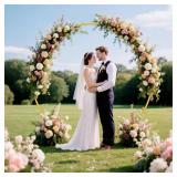 Nisoger Round Arch Stand 6.6FT Circle Balloon Arch Frame Circle Backdrop Stand Gold Round Arch With Storage Bag For Wedding Birthday Party Bridal Shower Anniversary Event Ceremony Decoration