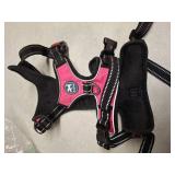 PoyPet Dog Harness No Pull, Reflective Adjustable No Choke Pet Vest with Front & Back Clips, Soft Padded and Control Training Handle for Large Dogs(Pink,XL)
