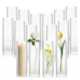 Tigvio 16 Pack 5.9" Tall x 1.8" Diameter Clear Glass Cylinder Vases - Multi-Use Flower Vase, Hurricane & Floating Candle Holders for Wedding Centerpieces, Home Decor, Table Displays