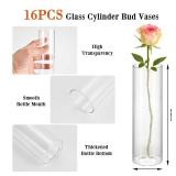 Tigvio 16 Pack 5.9" Tall x 1.8" Diameter Clear Glass Cylinder Vases - Multi-Use Flower Vase, Hurricane & Floating Candle Holders for Wedding Centerpieces, Home Decor, Table Displays
