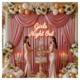 PartyVillage 10x10FT Blush Rose Gold Sequin Backdrop Curtain -2 Panels 5x10FT Wrinkle Free Shimmer Back Drop Cloth, Glitter Backdrop Drapes for Photography, Birthday, Wedding, Graduation Background