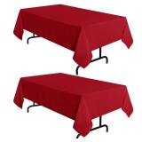 sancua 2 Pack Red Tablecloth 60 x 102 Inch, Rectangle 6 Feet Table Cloth - Stain and Wrinkle Resistant Washable Polyester Table Cover for Dining Tables, Buffet Parties and Camping