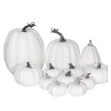CCINEE 12PCS White Artificial Pumpkins,Assorted Size Foam Pumpkins for Halloween Thanksgiving Fall Table Centerpiece Party Decoration