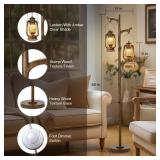 68" Rustic Farmhouse Tree Trunk Floor Lamp Country Brown Finish Wood Vintage Standing Tall Lamp with Lantern Stepless Dimmable Industrial Floor Lamp Decor for Bedroom Living Room Office Hotel - Retail