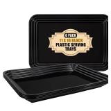 SUT 3 Pack Black Serving Trays for Entertaining-16 x 11\" Serving Platters for Snacks, Fruit, Cookies Reusable Plastic Trays for Serving Food in Kitchen